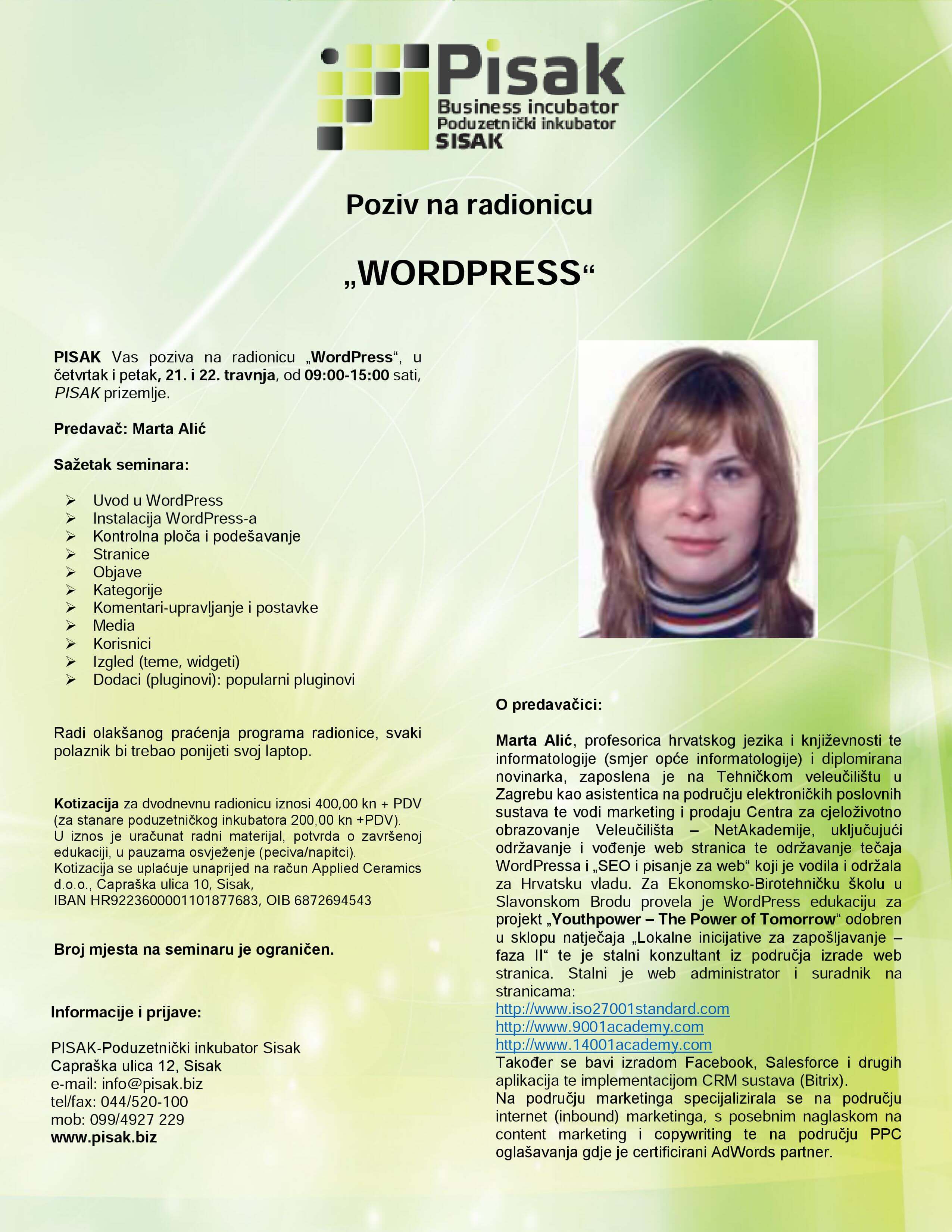 Poziv na radionicu 21. i 22. travnja 2016.